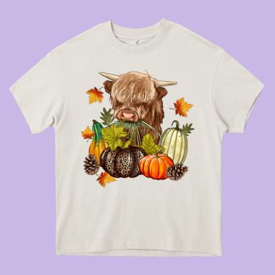 Heifer With Pumpkins Heavy Core Tee Designed By Texasbilliewilder