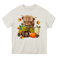 Cream Heifer with Pumpkins Heavy Core Tee - texasbilliewilder
