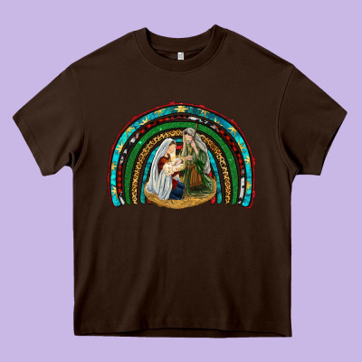 Holy Family Rainbow Heavy Core Tee Designed By Ranaportraitstore