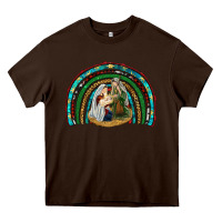 Chocolate Brown holy family rainbow Heavy Core Tee - RanaPortraitStore