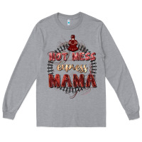 Heather Grey Hot mess express mama Mother's Day Long Sleeve Tee - FaDigitalArtStudio