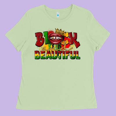 Black And Beautiful Ladies Tee Designed By Cowgirlartshop