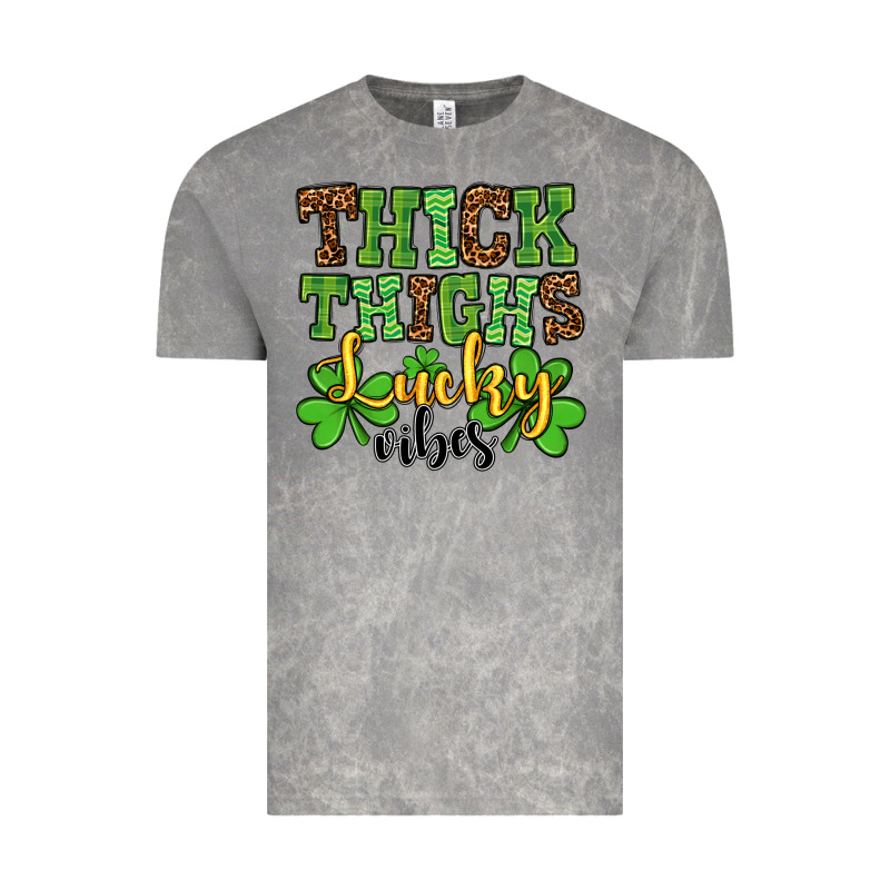 St. Patrick's Thick Thighs Lucky Vibes Vintage Tee by OliviaCreatesArt | Teevron