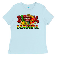 Baby Blue black and beautiful Ladies Tee - CowGirlArtShop