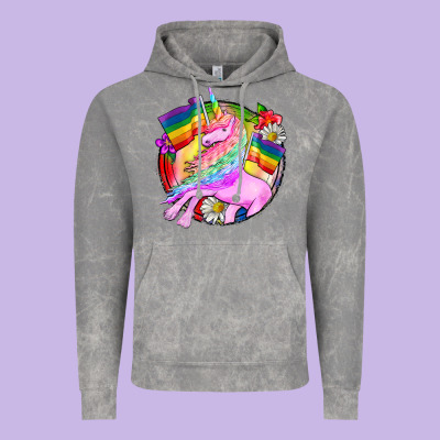 Pride Unicorn Vintage Hoodie Designed By Fadigitalartstudio