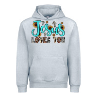Heather Grey jesus loves you Urban Hoodie - JahusDesignShop