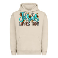 Pigment French Oak jesus loves you Urban Hoodie - JahusDesignShop