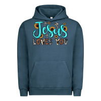 Pigment Midnight Navy jesus loves you Urban Hoodie - JahusDesignShop