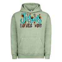 Pigment Oil Green jesus loves you Urban Hoodie - JahusDesignShop