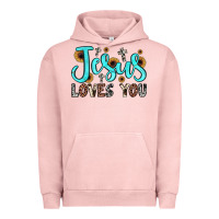 Pigment Salmon jesus loves you Urban Hoodie - JahusDesignShop
