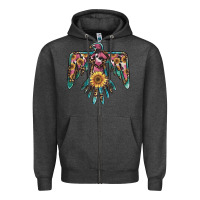 Charcoal Heather pinky western sunflower thunderbird Zipper Hoodie - BarkalooDesign