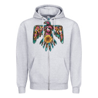 Heather Grey pinky western sunflower thunderbird Zipper Hoodie - BarkalooDesign