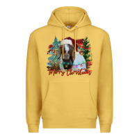 Antique Gold merry Christmas goat Premium Hoodie - CowhideDigitalArt