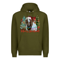 Army Green merry Christmas goat Premium Hoodie - CowhideDigitalArt