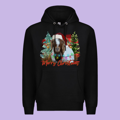 Merry Christmas Goat Premium Hoodie Designed By Cowhidedigitalart