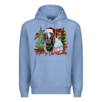 Colony Blue merry Christmas goat Premium Hoodie - CowhideDigitalArt