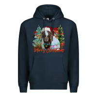 Navy merry Christmas goat Premium Hoodie - CowhideDigitalArt