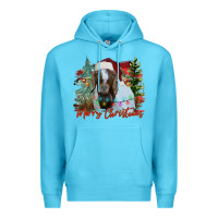 Ocean Blue merry Christmas goat Premium Hoodie - CowhideDigitalArt