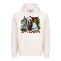 Pale Pink merry Christmas goat Premium Hoodie - CowhideDigitalArt