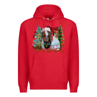 Red merry Christmas goat Premium Hoodie - CowhideDigitalArt