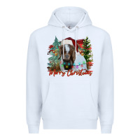 White merry Christmas goat Premium Hoodie - CowhideDigitalArt