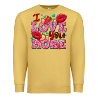 Antique Gold i love you more with lips and strawberry Premium Sweatshirt - AdoDesignShop