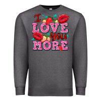 Charcoal Heather i love you more with lips and strawberry Premium Sweatshirt - AdoDesignShop