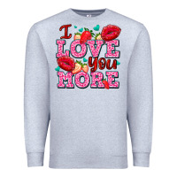Heather Grey i love you more with lips and strawberry Premium Sweatshirt - AdoDesignShop