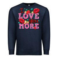 Navy i love you more with lips and strawberry Premium Sweatshirt - AdoDesignShop