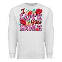 Oatmeal Heather i love you more with lips and strawberry Premium Sweatshirt - AdoDesignShop