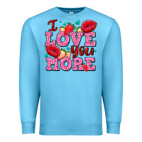 Ocean Blue i love you more with lips and strawberry Premium Sweatshirt - AdoDesignShop
