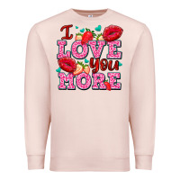 Pale Pink i love you more with lips and strawberry Premium Sweatshirt - AdoDesignShop