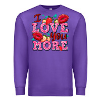 Purple i love you more with lips and strawberry Premium Sweatshirt - AdoDesignShop