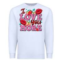 White i love you more with lips and strawberry Premium Sweatshirt - AdoDesignShop