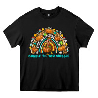 Black Gobble Til You Wobble with Rainbow Heavy Core Tee - texasbilliewilder