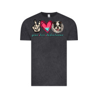Vintage Black Peace Love Boston Terrier Vintage Tee - Jasminsmagicworld