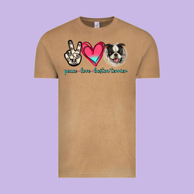 Peace Love Boston Terrier Vintage Tee Designed By Jasminsmagicworld