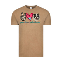 Vintage Coffee Peace Love Boston Terrier Vintage Tee - Jasminsmagicworld