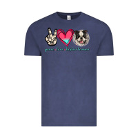 Vintage Denim Peace Love Boston Terrier Vintage Tee - Jasminsmagicworld