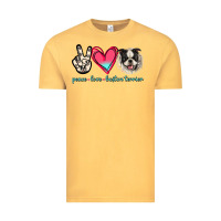 Vintage Mustard Peace Love Boston Terrier Vintage Tee - Jasminsmagicworld