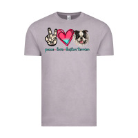 Vintage Zinc Peace Love Boston Terrier Vintage Tee - Jasminsmagicworld