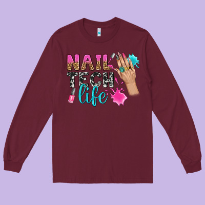 Nail Tech Life Bbs Long Sleeve Tee Designed By Bundleandbundleshop