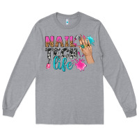 Heather Grey nail tech life bbs Long Sleeve Tee - BundleAndBundleShop