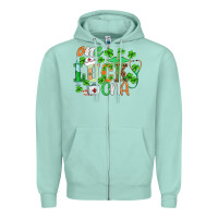 Seafoam st.patricks one lucky cna  nurse Zipper Hoodie - BarkalooDesign