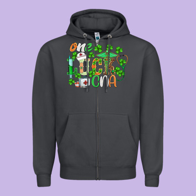 St.patricks One Lucky Cna  Nurse Zipper Hoodie Designed By Barkaloodesign