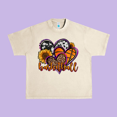 Basketball Hearts Urban Heavy Tee Designed By Jasminsmagicworld