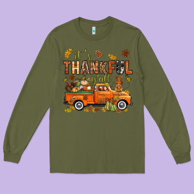It's Thankful Y'all With Truck Bbs Long Sleeve Tee Designed By Bundleandbundleshop