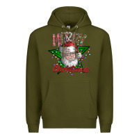 Army Green festive santa claus greeting Premium Hoodie - CowhideDigitalArt