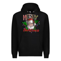 Black festive santa claus greeting Premium Hoodie - CowhideDigitalArt