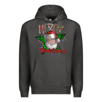 Charcoal Heather festive santa claus greeting Premium Hoodie - CowhideDigitalArt